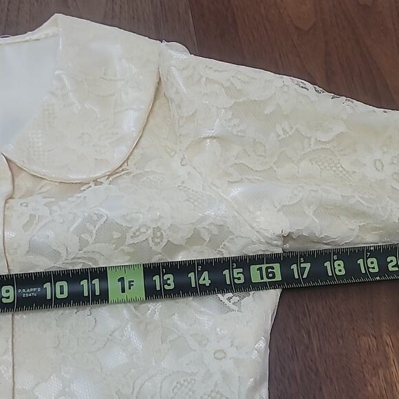 Vtg 1950s Cream Lace over Satin Strapless Dress & Jacket - Picture 12 of 14